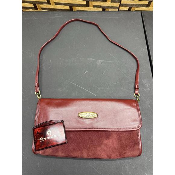 Vtg 70s ETIENNE AIGNER Handcrafted  OXBLOOD Leather Shoulder Bag w/Pocket Mirror - Picture 1 of 9